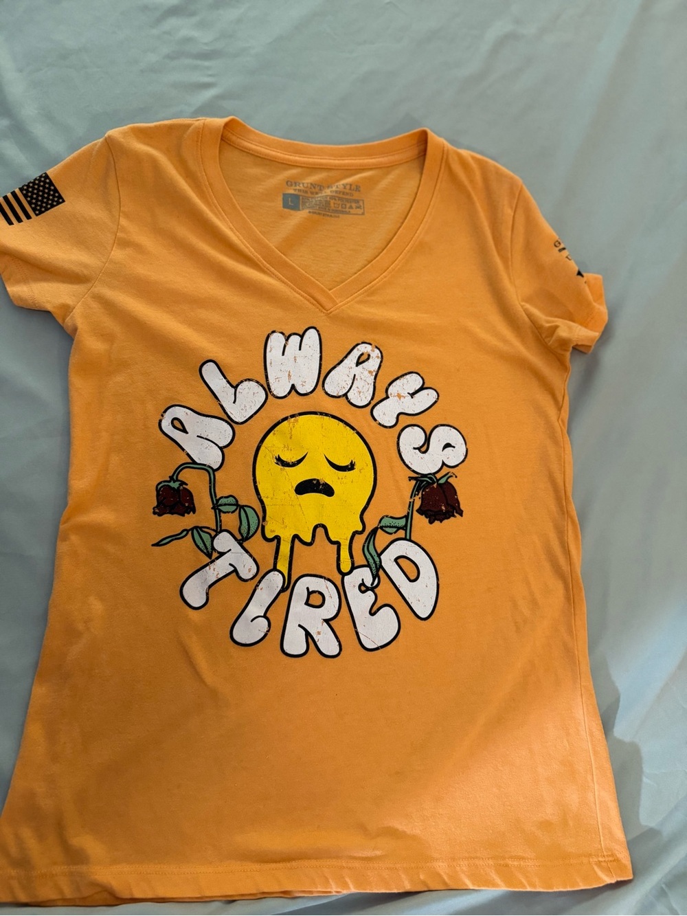 Women’s Grunt Style Tangerine V-Neck Tee- Large